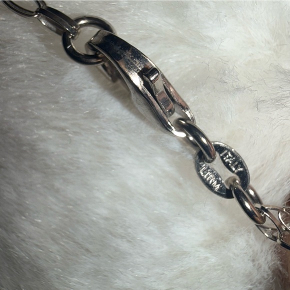 Made in Italy LIRM 925 Double Strands Long Silver Circle Pendant Necklace - Picture 3 of 12